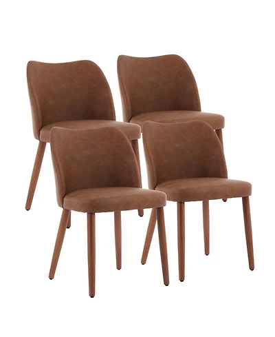 gaomon Dining Chair Set of 4, Linen Upholstered Dining Chair with Solid Wood Legs, Wing Backrest