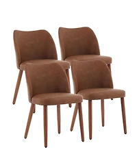gaomon Dining Chair Set of 4, Linen Upholstered Dining Chair with Solid Wood Legs, Wing Backrest