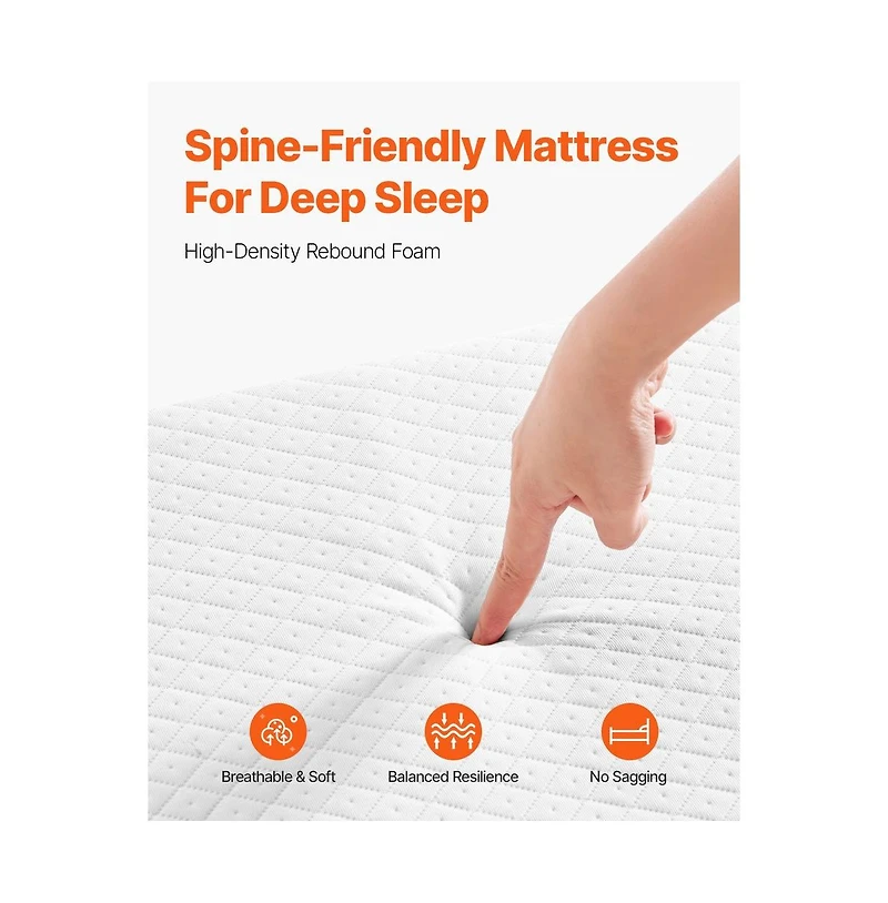 Sugift Folding Rollaway Bed with 5 in Foam Mattress, Twin Size Portable Roll Away Bed Frame, 450 lbs Capacity
