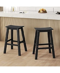 Slickblue Set of 2 Hdpe Outdoor Bar Stools, Armless Saddle Seat Patio Counter Height Chairs