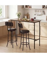 Gymax Industrial Bar Table Set Space-Saving Pub Table and Stools Set for Dining Room