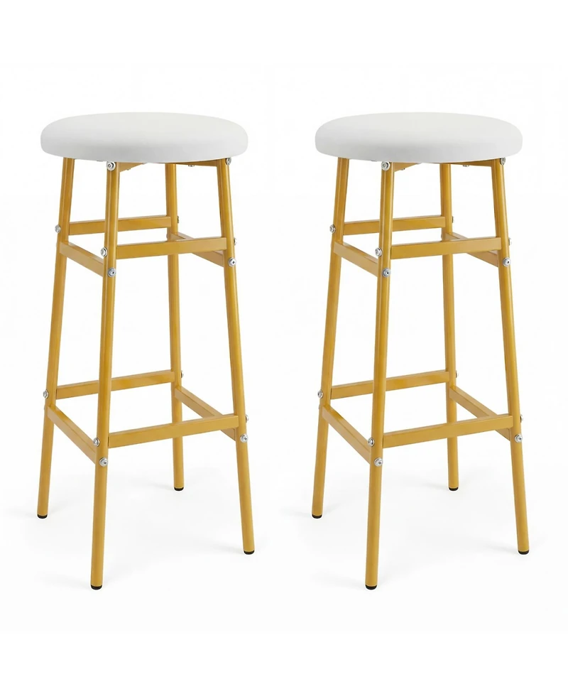 Slickblue Modern Bar Stools Set of 2 with Metal Frame and Footrest, Counter Height Seating