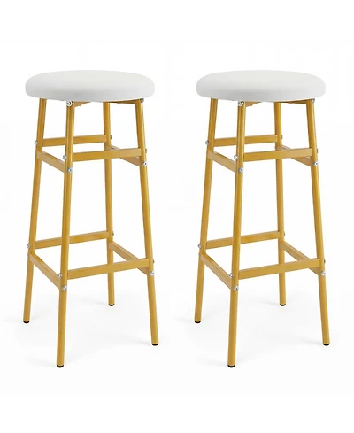 Slickblue Modern Bar Stools Set of 2 with Metal Frame and Footrest, Counter Height Seating