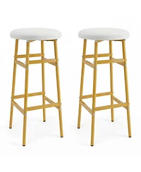 Slickblue Modern Bar Stools Set of 2 with Metal Frame and Footrest, Counter Height Seating
