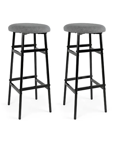 Slickblue Modern Bar Stools Set of 2 with Metal Frame and Footrest, Counter Height Seating
