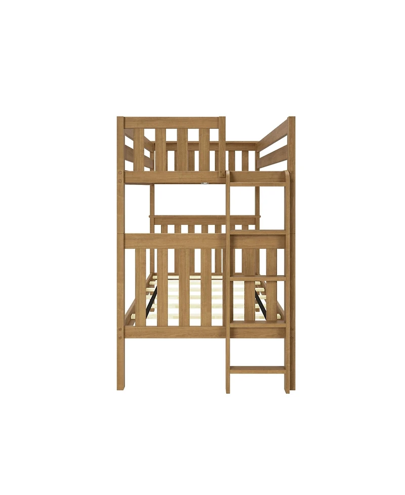 Max & Lily Solid Wood Twin over Bunk Bed with Ladder on End