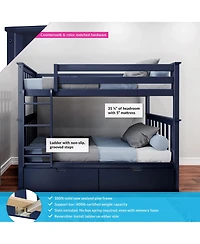 Max and Lily Solid Wood Twin over Bunk Bed for Kids with Underbed Storage Drawers