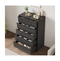 gaomon 5 Drawer Modern Handleless Dresser, 43" Tall Wooden Storage Organizer for Bedroom Living Room Nursery