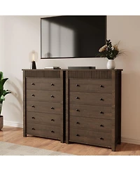 gaomon Modern Fluted 5 Drawer Tall Dresser, 31.5" Wide Wooden Storage Chest for Bedroom