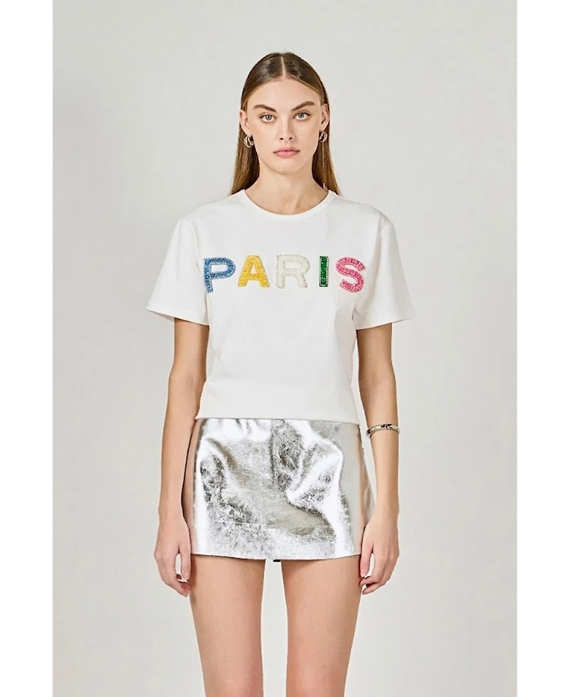 endless rose Women's Patch Embroidered T Shirt