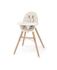 Gouun Baby Wooden High Chair with 4-Level Dishwasher Safe Tray