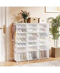 Gouun 12-Cube Portable Shoe Shelves with Dust-Proof Doors Holding 48 Pairs