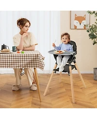 Gouun 6-in-1 Convertible Highchair with Safety Harness and Removable Tray, Ages 6M to 6Y