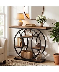 Tribesigns 41.3" Console Table, 4-Tier Media Console with Circle Metal Frame, Industrial Sofa Table