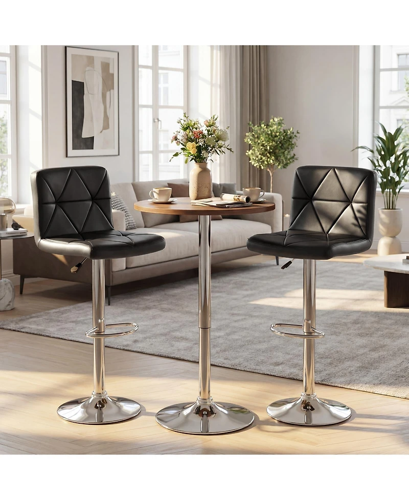 Gymax Bar Stools Set of 4 Adjustable Swivel Barstools w/Back and Footrest for Kitchen