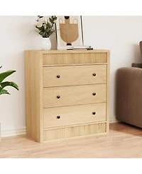 gaomon Fluted 3 Drawer Wooden Dresser, 31.5" Wide Modern Nightstand Storage Cabinet for Bedroom