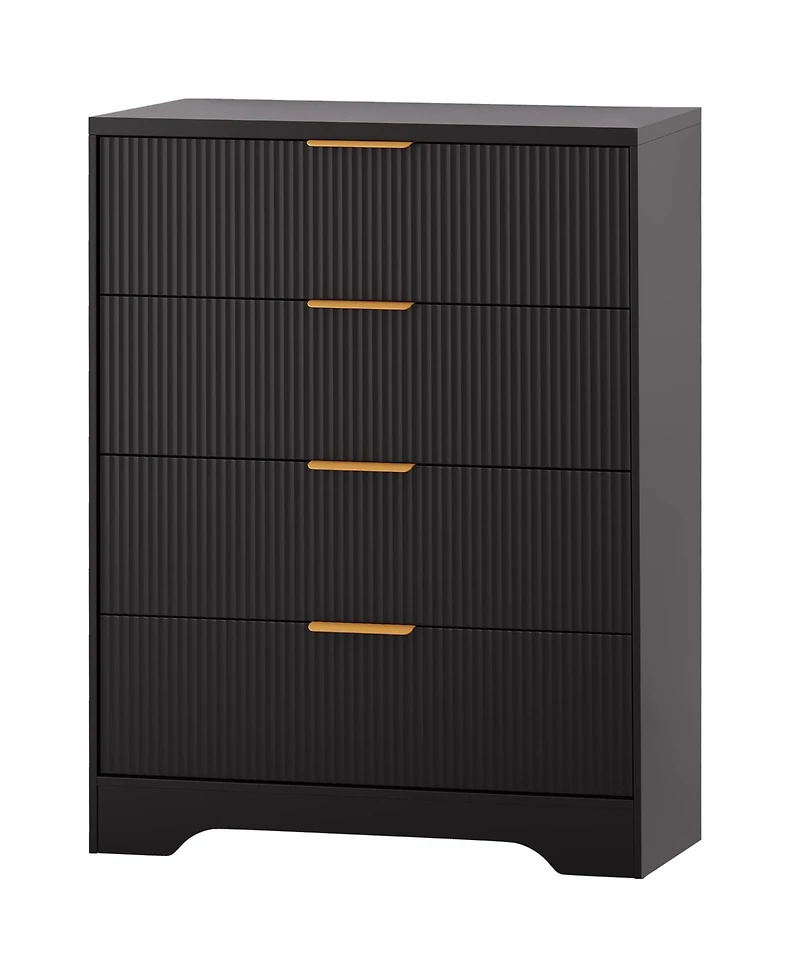 gaomon Fluted 4 Drawer Dresser for Bedroom, 38.6" Tall Modern Chest with Handles Wood Storage Cabinet