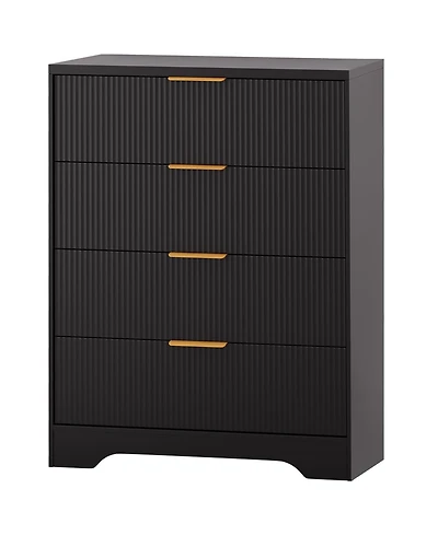 gaomon Fluted 4 Drawer Dresser for Bedroom, 38.6" Tall Modern Chest with Handles Wood Storage Cabinet