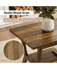 Tribesigns Coffee Table for Living Room, Farmhouse Rectangle Coffee Table with Storage Shelf, Rustic Wooden Center Tea Table