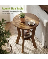 Tribesigns Side Table, 2-Tier Small Round End Table, Nightstand with Open Shelves