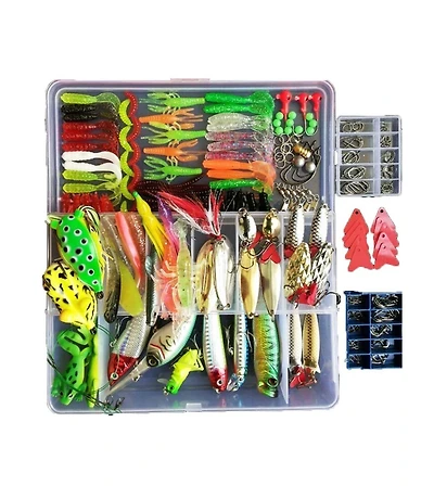 Gnuadz 275pcs Fishing Lure Kit Frogs Spoons Grasshoppers Bass Trout