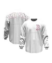 Fanatics Women's White Boston Red Sox Baseball Stitch Spirit Jersey Long Sleeve T-Shirt