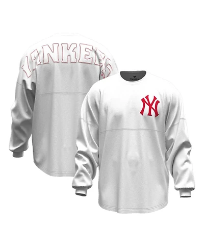 Fanatics Women's White New York Yankees Baseball Stitch Spirit Jersey Long Sleeve T-Shirt