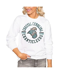 Gameday Couture Women's White Coastal Carolina Chanticleers Oversized Days Perfect Crew Sweatshirt