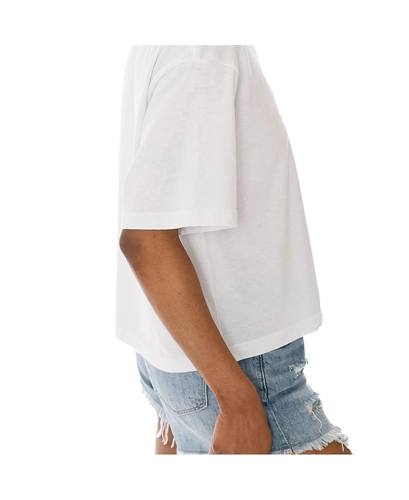 Gameday Couture Women's White Franklin Marshall Diplomats Claim to Fame Boxy Cropped T-Shirt