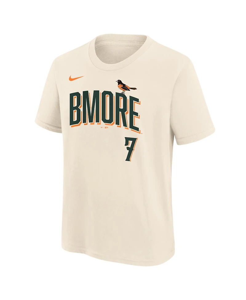 Nike Big Boys and Girls Jackson Holliday Cream Baltimore Orioles 2026 City Connect Name Number T-Shirt