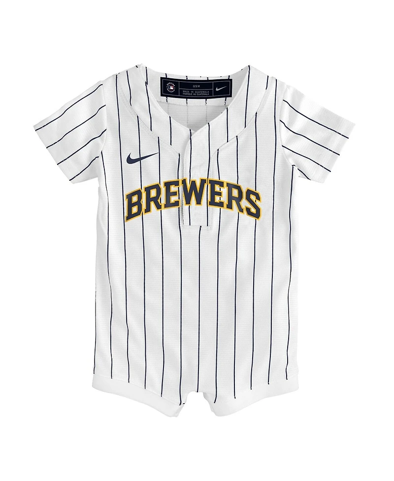 Nike Baby Boys and Girls White Milwaukee Brewers Alternate Replica Romper Jersey