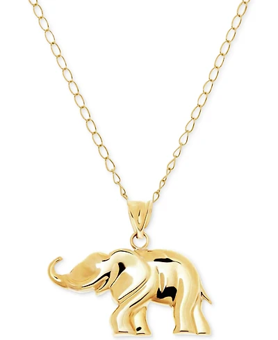 Elephant Pendant Necklace in 10k Gold