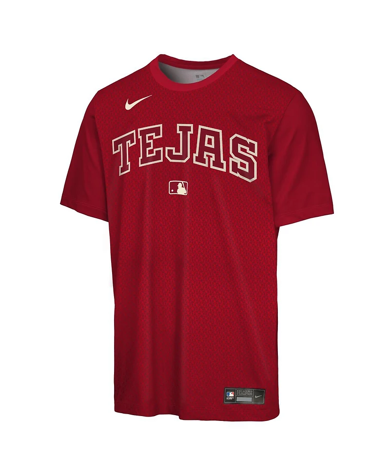 Nike Big Boys and Girls Red Texas Rangers 2026 City Connect Authentic Collection Velocity Dri-fit T-Shirt