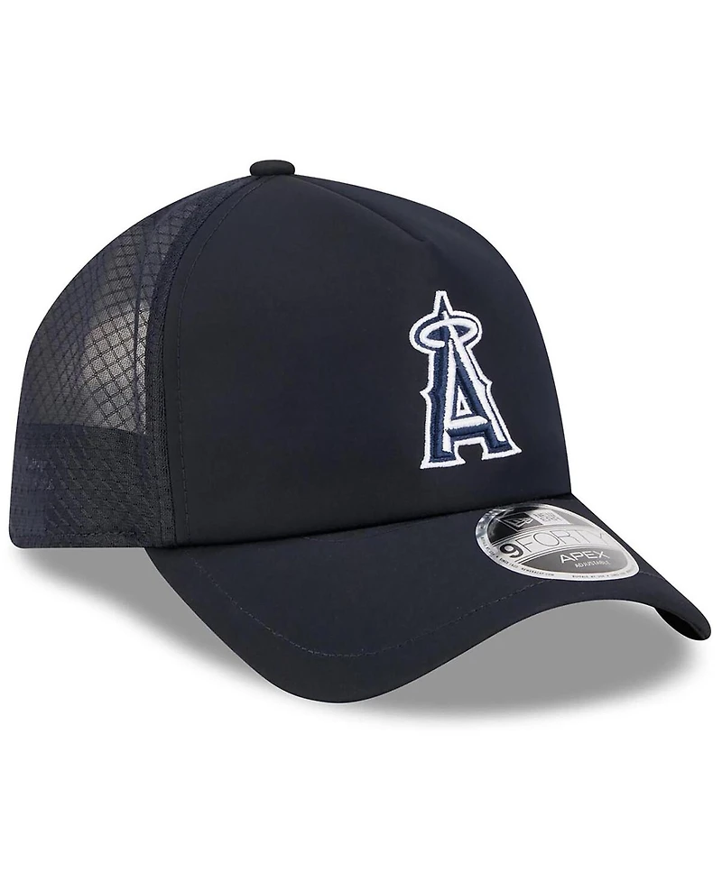 New Era Men's Navy Los Angeles Angels 2026 Batting Practice Apex 9FORTY Adjustable Trucker Hat