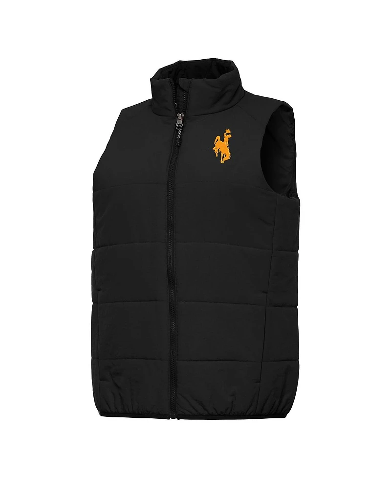 Antigua Women's Black Wyoming Cowboys Experience Full-Zip Puffer Vest