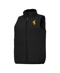 Antigua Women's Black Wyoming Cowboys Experience Full-Zip Puffer Vest