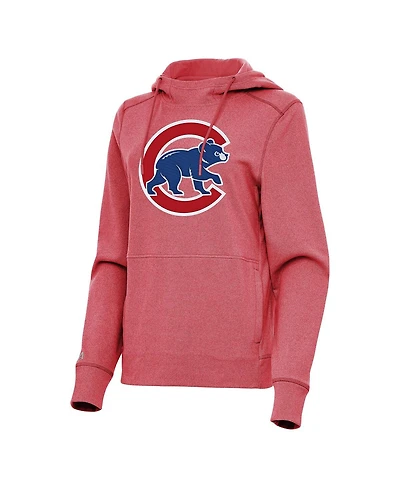 Antigua Women's Heather Red Chicago Cubs Justice Pullover Hoodie