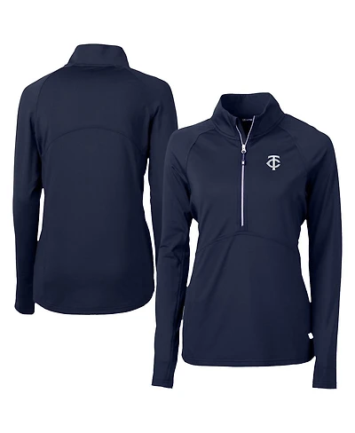 Cutter & Buck Women's Navy Minnesota Twins Adapt Eco Knit Stretch Half-Zip DryTec Top