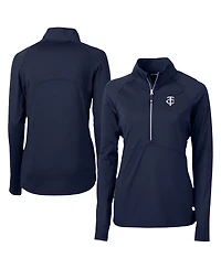 Cutter & Buck Women's Navy Minnesota Twins Adapt Eco Knit Stretch Half-Zip DryTec Top