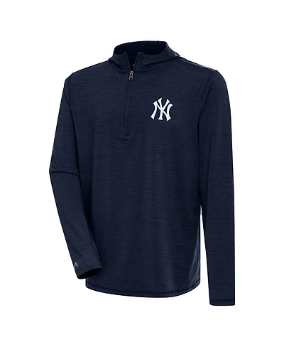 Antigua Men's Heather Navy New York Yankees Tidy Quarter-Zip Hoodie