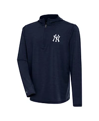 Antigua Men's Heather Navy New York Yankees Tidy Quarter-Zip Hoodie