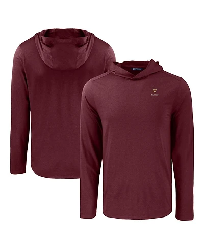 Cutter & Buck Men's Maroon Harvard Crimson Coastline Epic Comfort Eco Long Sleeve Hoodie T-Shirt