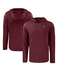 Cutter & Buck Men's Maroon Harvard Crimson Coastline Epic Comfort Eco Long Sleeve Hoodie T-Shirt