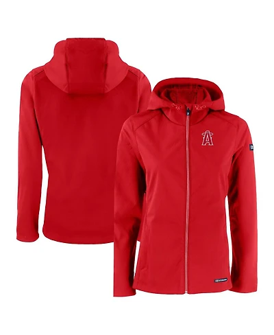 Cutter & Buck Women's Red Los Angeles Angels City Connect Evoke Eco Softshell Full-Zip Hoodie Jacket