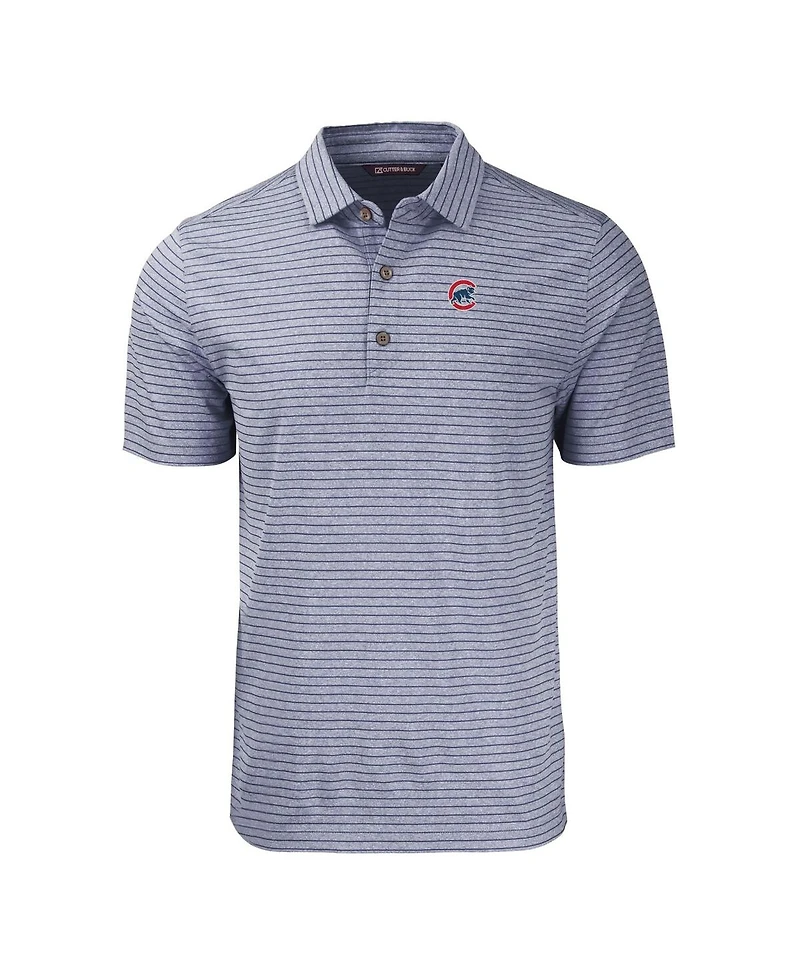 Cutter & Buck Men's Heather Navy Chicago Cubs Forge Eco Heathered Stripe Stretch Polo Shirt
