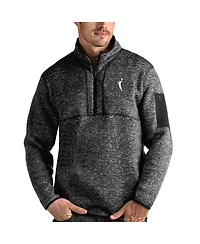 Antigua Men's Heather Black Wnba Logo Fortune Quarter-Zip Pullover Jacket