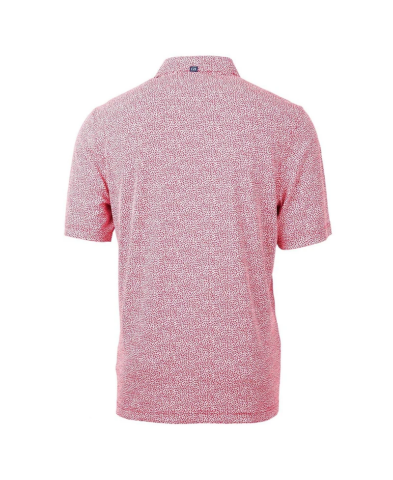Cutter & Buck Men's Red Atlanta Braves Americana Logo Virtue Eco-Pique Botanical Polo Shirt
