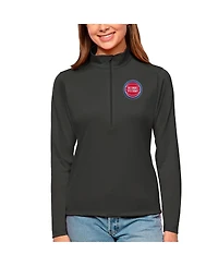 Antigua Women's Charcoal Detroit Pistons Tribute Half-Zip Top