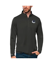 Antigua Men's Charcoal Vancouver Canucks Tribute Quarter-Zip Pullover Top