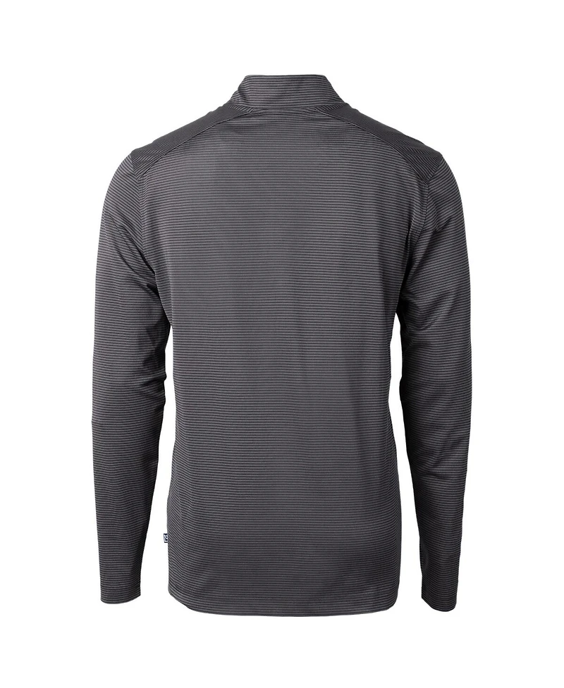 Cutter & Buck Men's Black/Gray Baltimore Orioles Virtue Eco Pique Micro Stripe Big Tall Quarter-Zip Pullover Top